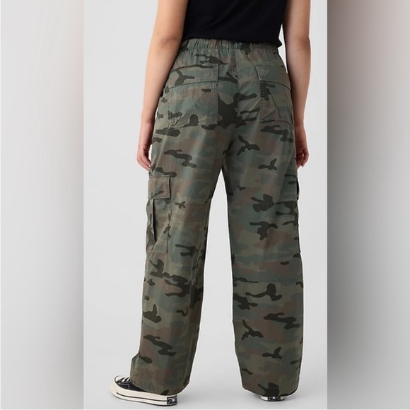 GAP Fine Twill Green Camo Street Wear Baggy Wide Leg Oversized Cargo Pants XL - Picture 3 of 4